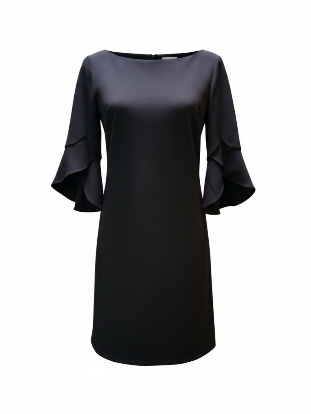 Vince Camuto Black Boatneck Shift Dress with Tiered Bell Sleeves, EUC, 6